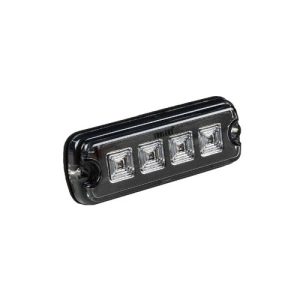 LED Flitser - R10 - 4 LED's - Amber - 1224v - 200cm kabel - zwart voorkant schuin