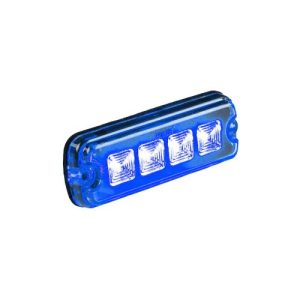 LED Flitser - R10 - 4 LED's - Blauw - 1224v - 200cm kabel - voorkant blauw