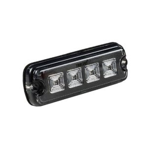 LED Flitser - R10 - 4 LED's - Wit - 1224v - 200cm kabel - voorkant schuin rechts