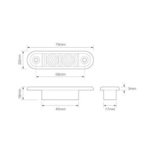 LED Markeringslicht - Blauw - Inbouw - 20cm kabel - tekening