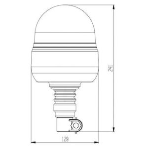 LED Zwaailamp Amber R65 met Flexi DIN montagevoet 12-24v