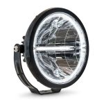Ronde LED verstraler met witte ring en streep dagrijverlichting
