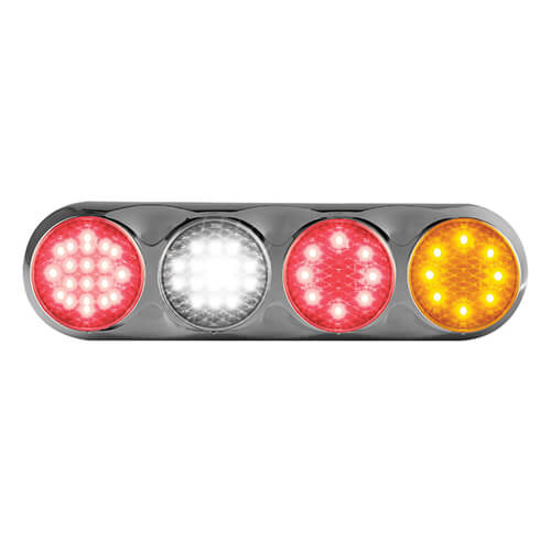 LED Combi lamp 4 | Chroom behuizing | Heldere lens | 12-24v | 30cm. kabel - Afbeelding 2